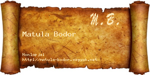 Matula Bodor névjegykártya